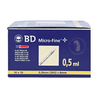 BD Micro-Fine+ U40 Syringes 0.5ml 30G x 8mm | Box of 100